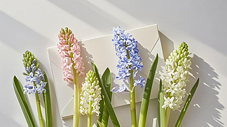 簡約書桌上的情人節(jié)花卉詩篇 多束蘭花蕾與極簡攝影美學(xué)